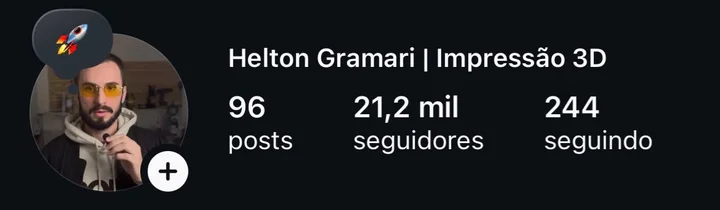 Instagram: Helton Gramari | Impressão 3D — 21,2 mil seguidores